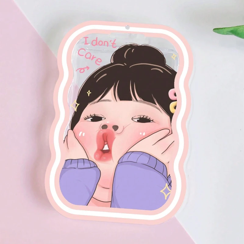 Dudu Mouth Girl Pattern Wave Transparent Card Holder, Student Bus Card, Meal Card Protection Case, Kpop Photocard Holder, Ect