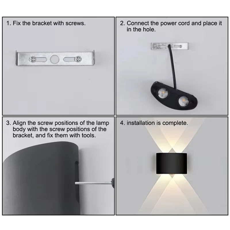 

High Quality-LED Wall Lamp Outdoor IP65 Waterproof Up Down Luminous Lighting Indoor Stair Garden Sconce Light Plastic AC110-220V