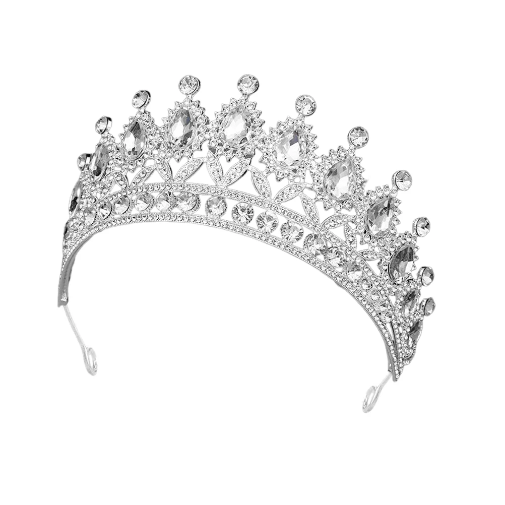 

Baroque Crystal Crown Headpiece for Women Bridal Wedding Hair Accessories Rhinestone Formal Tiara Elegant Bride Party