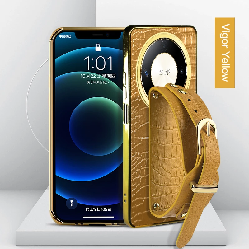 

Чехлы из искусственной кожи с ремешком на запястье из крокодиловой кожи для Honor X9 4G 5G X9A X9B X9C, умный держатель-подставка, противоударный силиконовый чехол для телефона