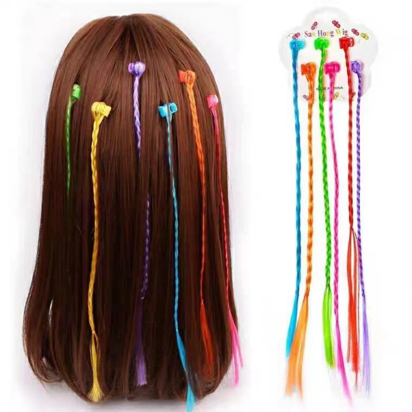 18pcs Colorful Themed Clip-In Children Hair Extensions Set, Suitable For All Seasons And Gifts image 6