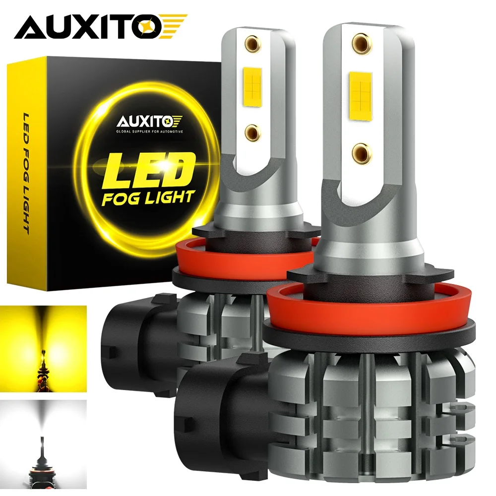 AUXITO 2Pcs H8 H11 LED Fog Light Dual White Yellow Switchback H9 9006 HB4 DRL Car Driving Running Lamp Bulbs 6500K 3000K