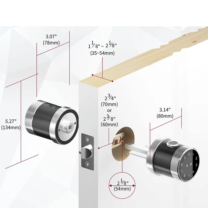 Easy Install Wireless Knob Lock TUYA Bluetooth Or TTLOCK Cerradura inteligente Fechadura Eletrônica com Impressão Digital