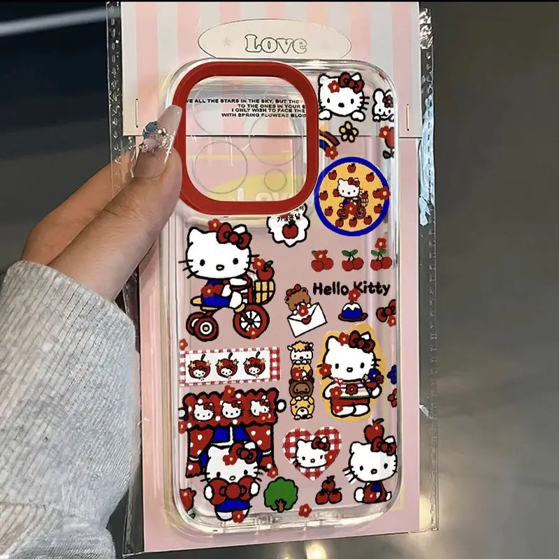 

Cute Apple Hello Kitty Transparent Case For Samsung Galaxy S25 S24 S22 S23 Ultra S21 FE Plus A16 A53 A56 A35 A54 A34 A15 Cover