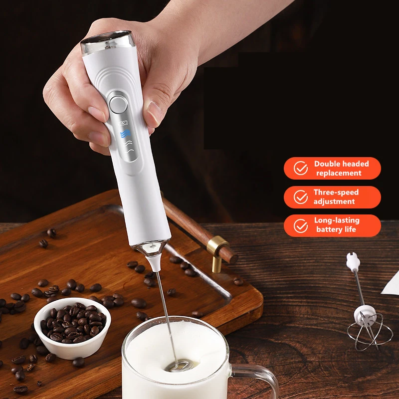 Electric Milk Frother Foamer + Egg Beater Wireless Type-C Charging 3 Speeds Mini Handheld Foam Maker Coffee Whisk Cooking Tools - view 4