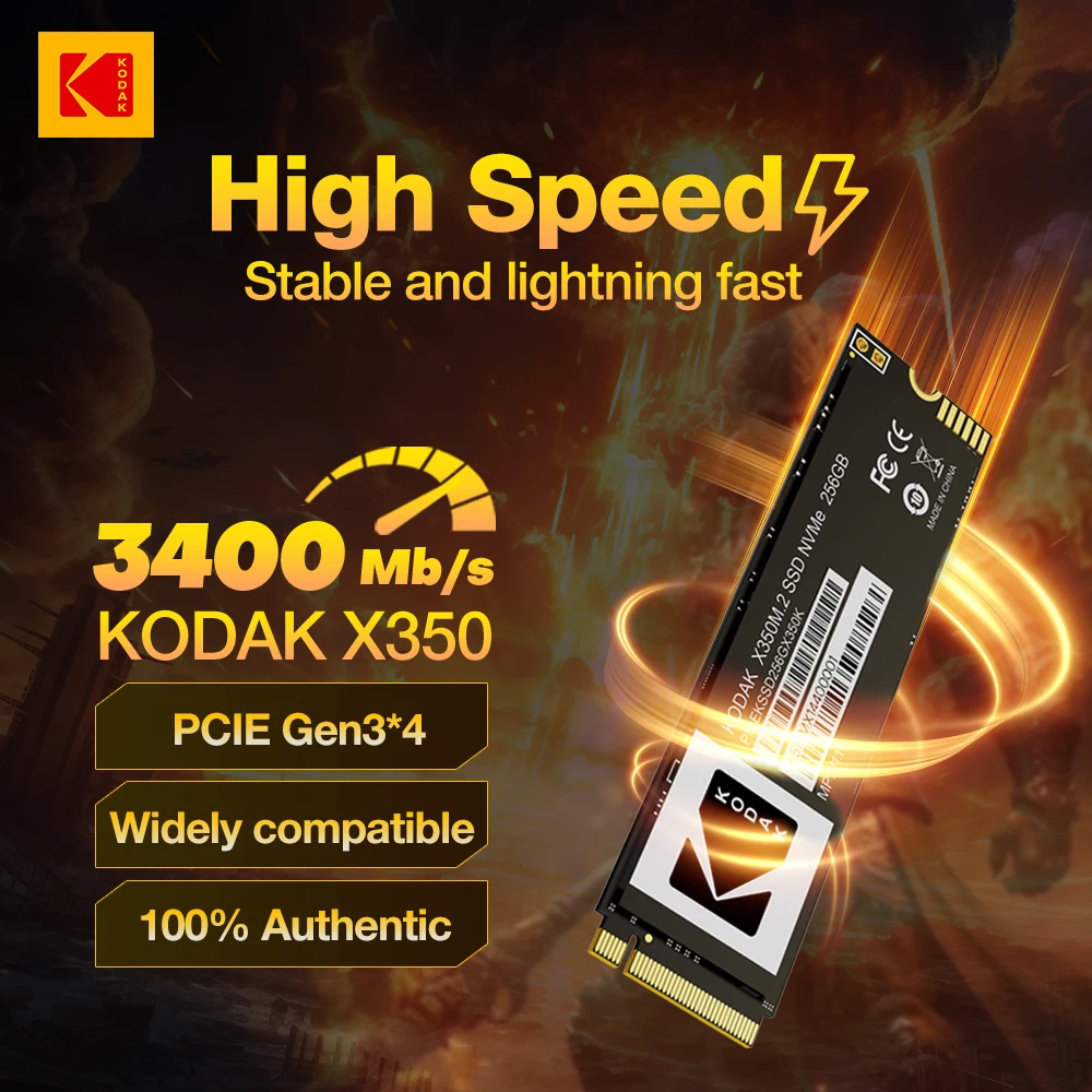 

Kodak SSD Nvme m.2 1 ТБ 512 ГБ 256 г Твердый диск PCIE Gen3 3400 Мбит/с Высокоскоростной жесткий диск 2280 для портативного компьютера