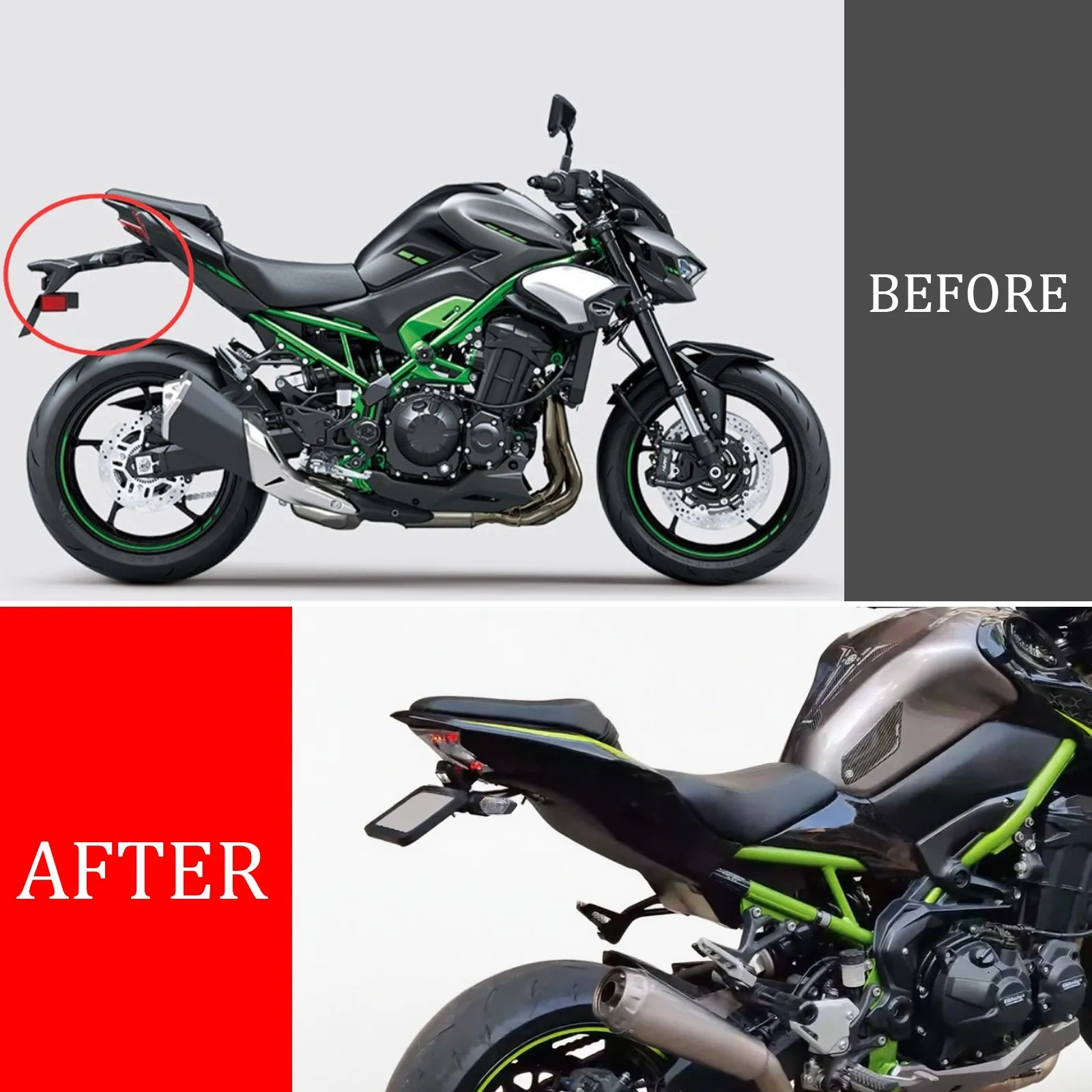 

Fender Eliminator Tail Tidy LED Turn Signal For 2017-2024 Kawasaki Z900 Z H2 Fender Eliminator Tail Tidy LED Turn Signal
