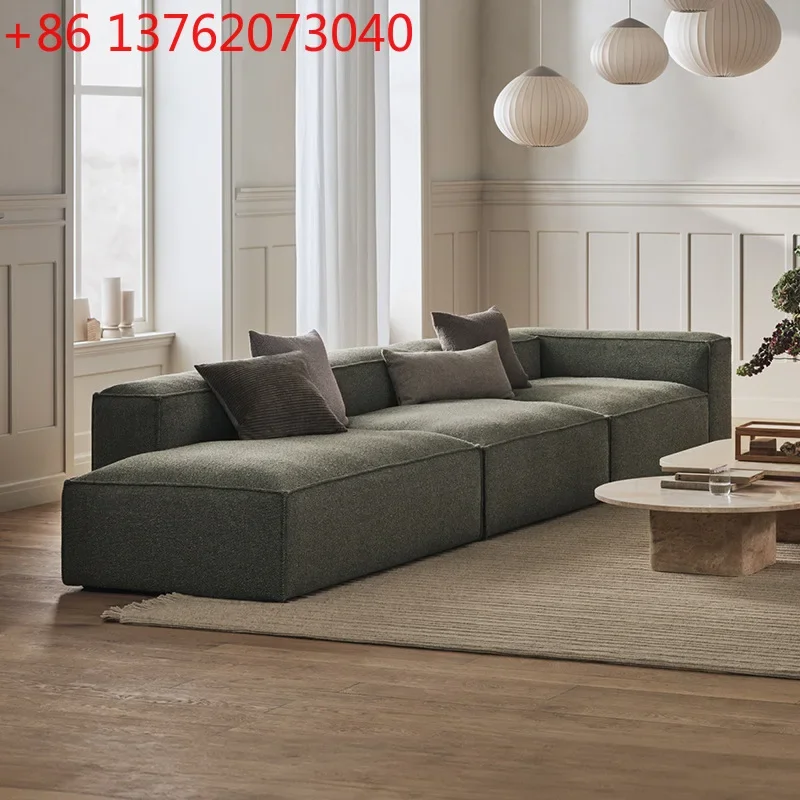 French minimalist tofu block fabric sofa living room armrest corner double sided