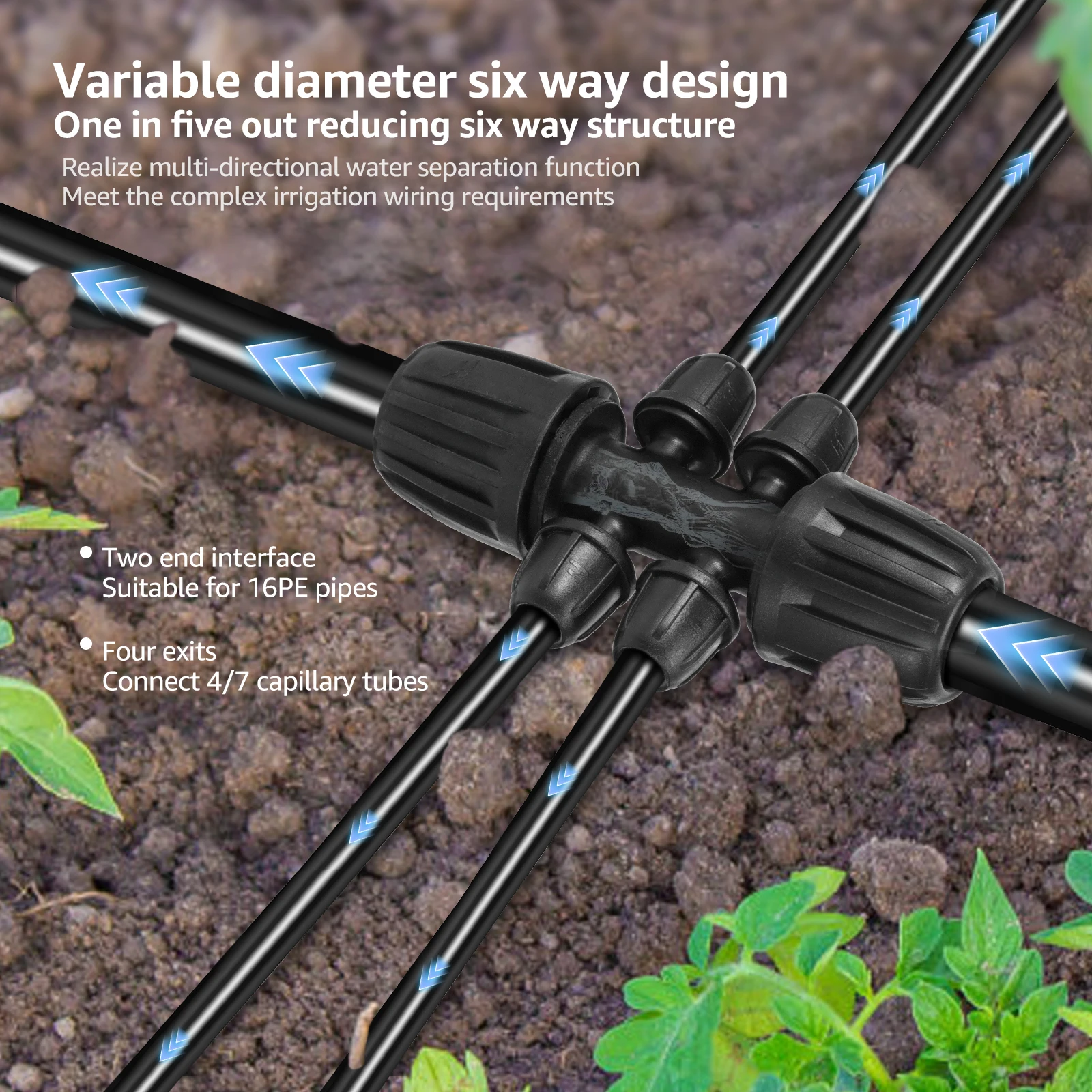 

16 шт. фитинги для капельного орошения, двухсторонняя деталь для капельного орошения, колючие тройники, соединители с защитой от утечек, фиксированный разветвитель