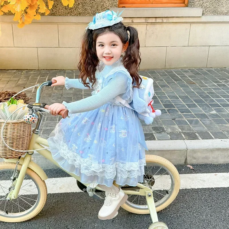 Sanrio Cinnamoroll Lolita Anime Halloween Costume Children's CosPlay Girl Princess Dress Autumn and Winter Birthday Party Gifts