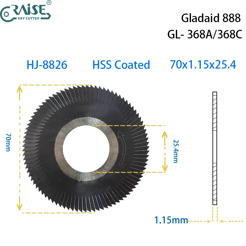 

Фреза для нарезки ключей RAISE HJ-0021A / HJ-8826A, совместимая с оборудованием Gladaid 888, 368A, 368C