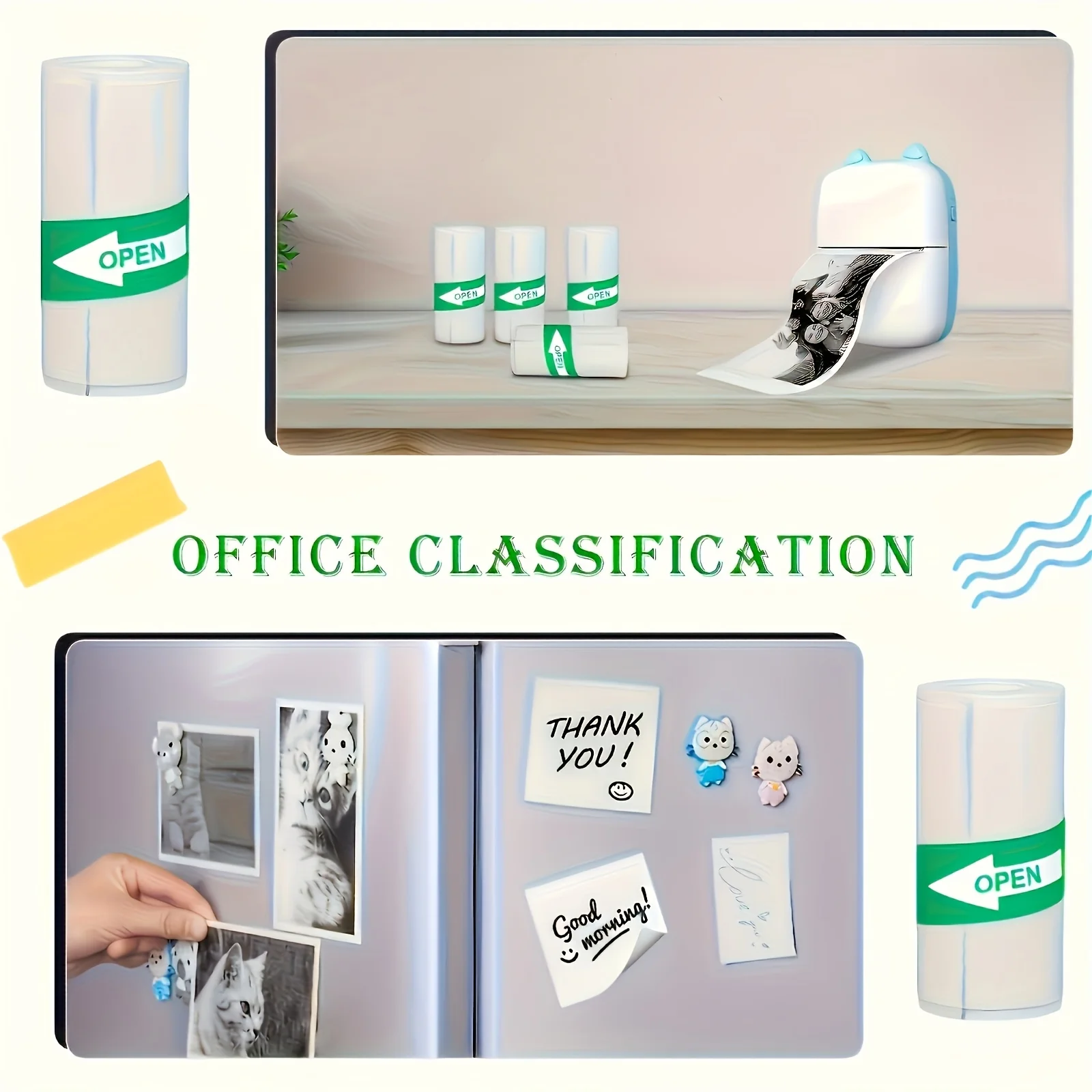 50 rouleaux de papier thermique auto-adhésif 57x25mm, étiquettes vertes à Base blanche pour Mini imprimantes de poche, impression de texte/Image/photo