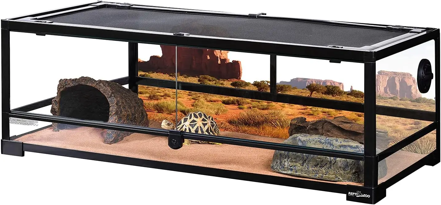 Full Glass 35 Gallon Reptile Tank Front Opening Wide & Low Reptile Terrarium 36" x 18"x 12" for Lizard Gecko Tortoise Snake