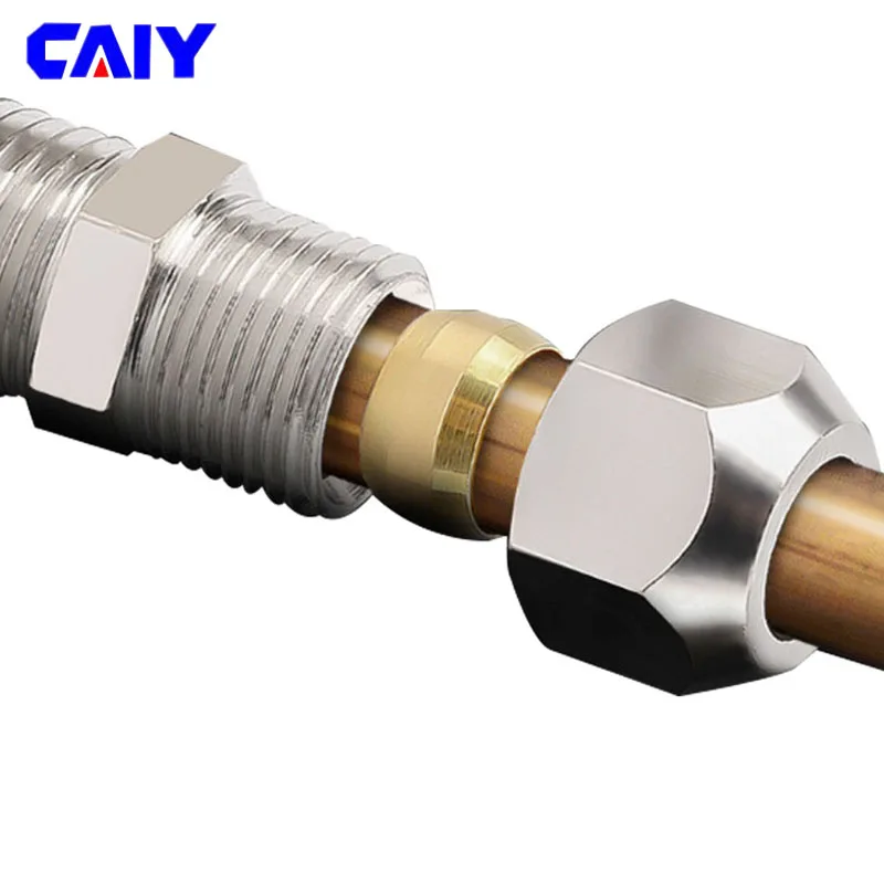 Pneumatic Tube Fittings 4 6 8 10 12 14 16mm Brass Ferrule Compression Oil Water Gas Fitting T-type L-type Cross-type Connector