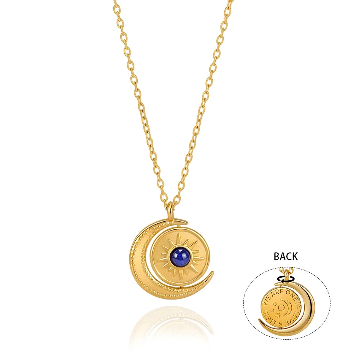 

Rotatable Moon Sun Pendant Necklace For Women Minimalist 18K Gold PVD Plated Stainless Steel Necklace Fashion Jewelry