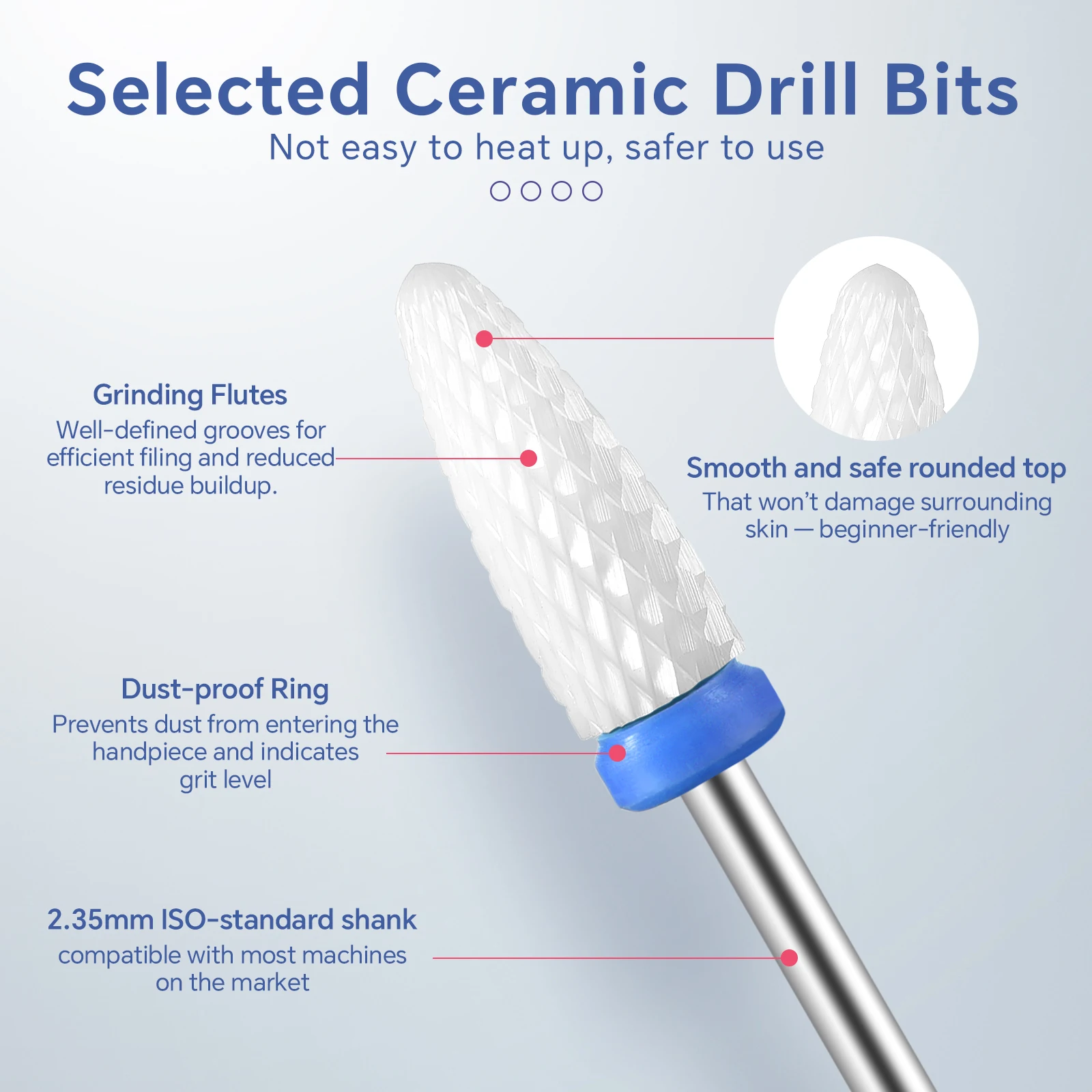 10 stuks keramische nagelboor maïsvorm gel polish remover cutter rode nagelboor cutters set voor manicure elektrische bestanden gereedschap