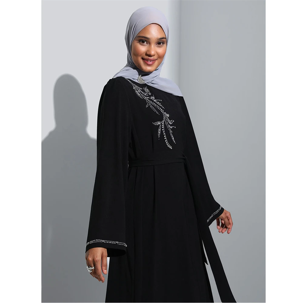 

Eid Muslim Women Diamonds Maxi Dress Musulman Femme Vestidos Marocain Jalabiya Dubai Turley Abaya Arabic Robe Ramadan Abayas New