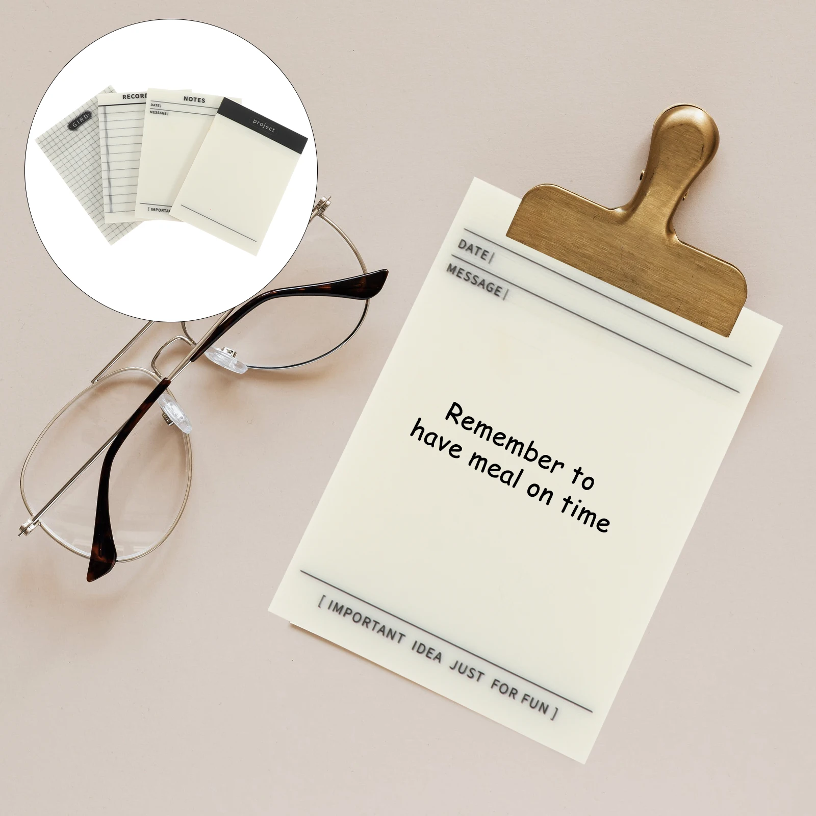 

4pcs Transparent Memo Stickers Self-Adhesive Writing Papers Waterproof Clear Note Pads Removable Plastic Message
