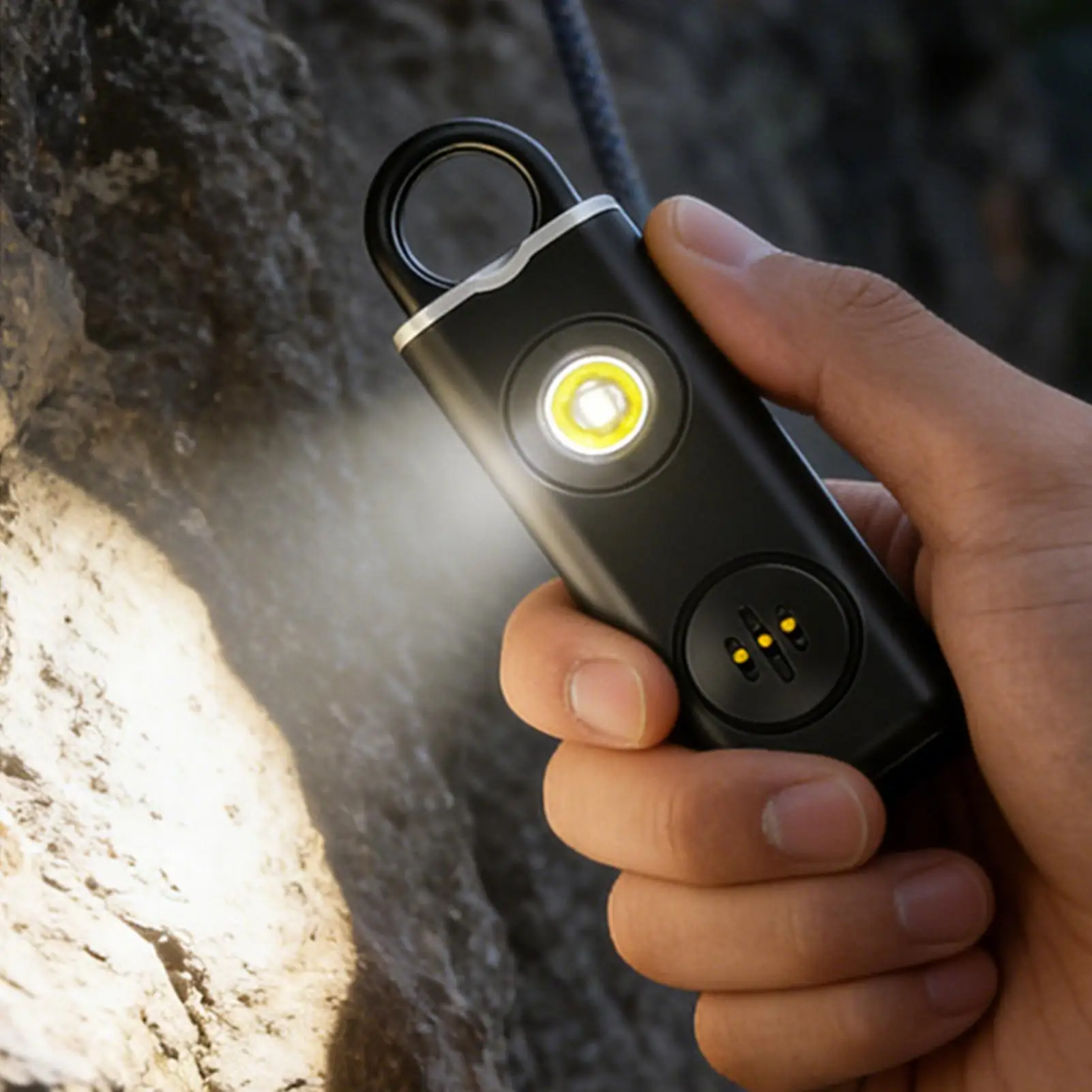 

Rechargeable 130dB Bear Horn Alarm With LED Strobe Light Emergency Safety Device For Climbing Hiking Biking Fishing Backpacking