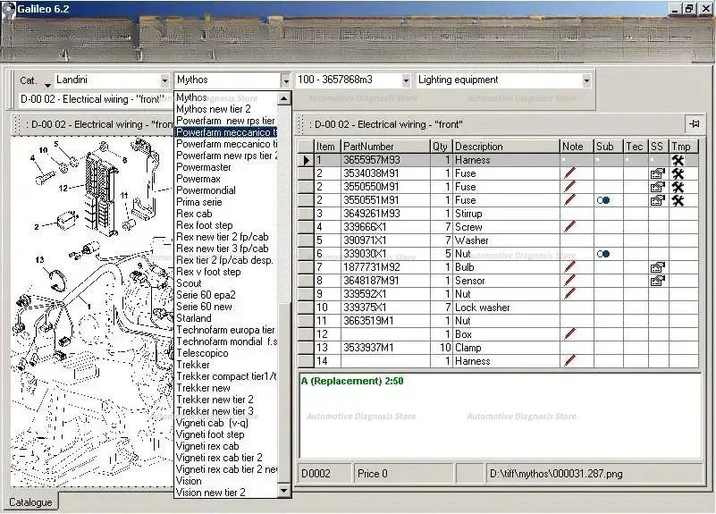 

Landini 7.3 Galileo electronic spare parts identification catalog