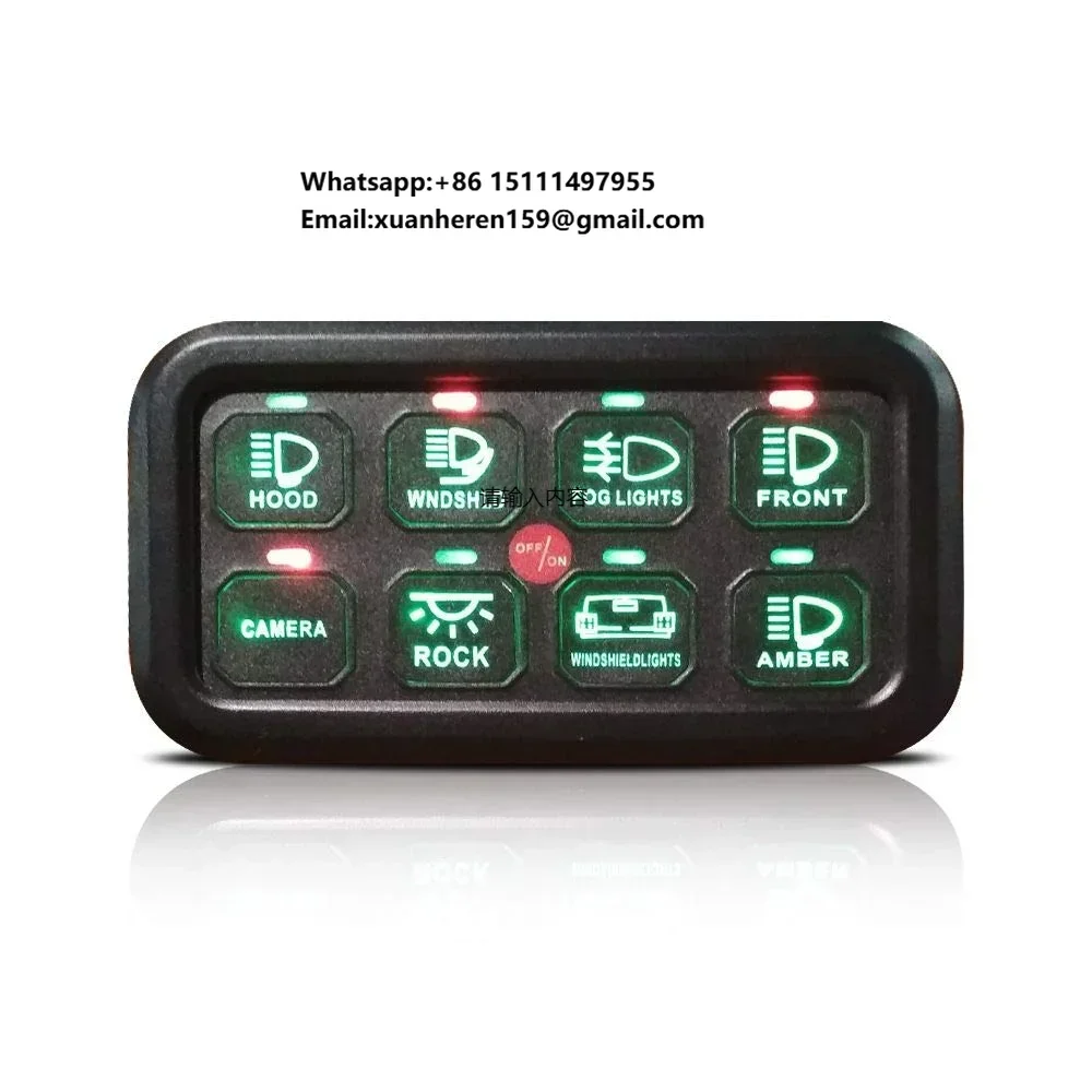 8 Gang LED Switch Panel Slim Touch Control Panel Box with Harness and Label Stickers for Car Marine Boat Caravan