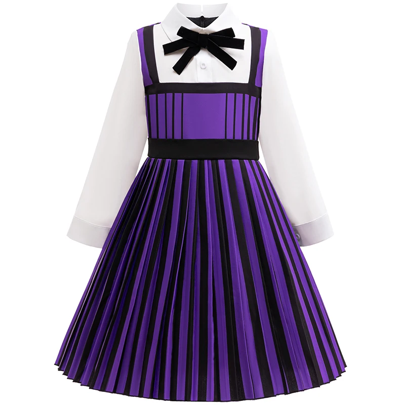 Disfraz de espectáculo de Halloween para niñas de 4 a 12 años, uniforme universitario negro del miércoles, disfraz para eventos temáticos, vestido de fiesta de Carnaval 2PS