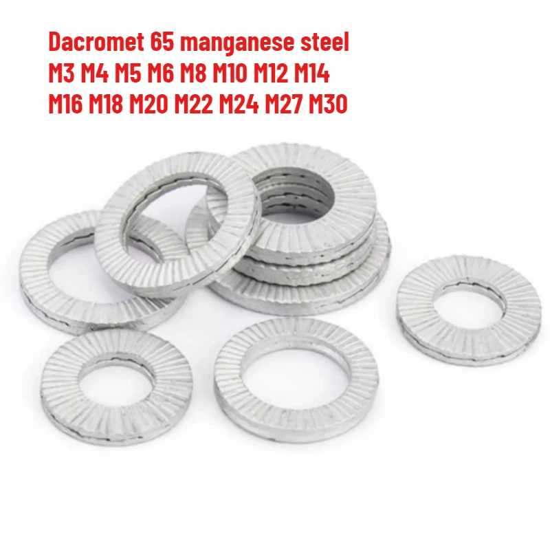 4-60pcs Dacromet Double Layered Self-locking Washer DIN25201 Embedded Locking Washer Anti Loosening Retaining Ring M3-M30