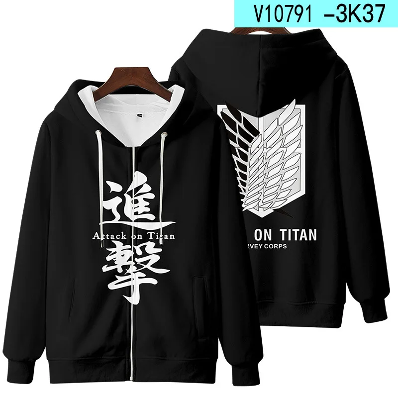 Novo ataque em titan 3d zíper anime hoodie das mulheres dos homens streetwear harajuku camisolas jaqueta crianças meninas meninos roupas kpop