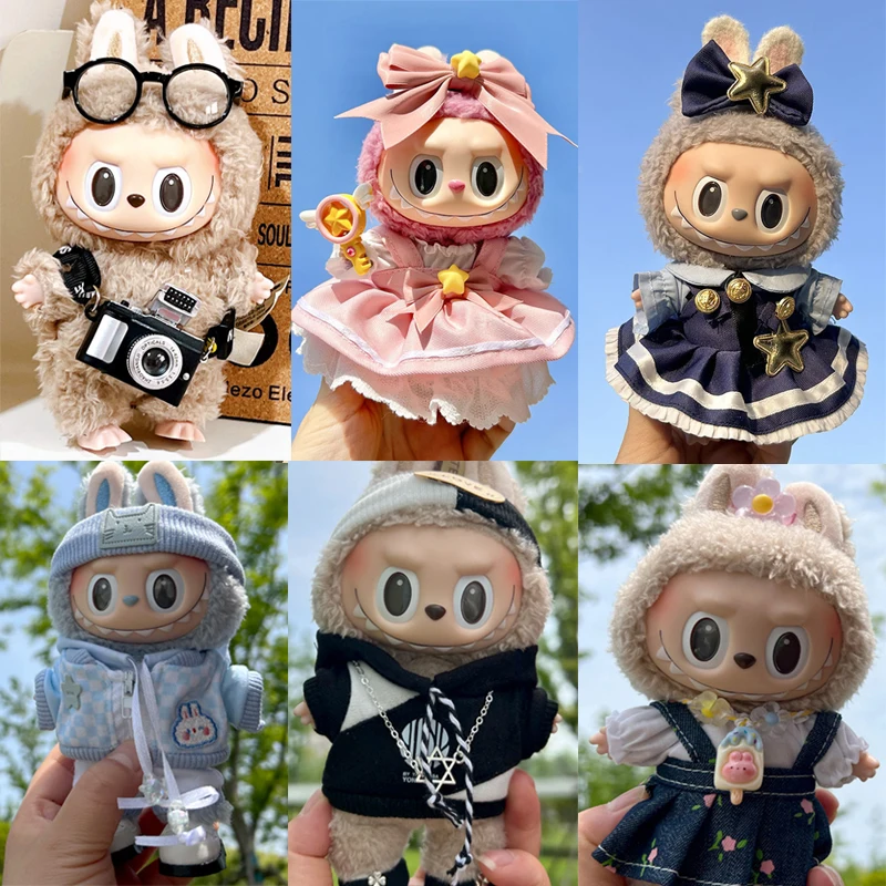 

17cm Cute Mini Plush Doll'S Clothes Outfit Accessories For Korea Kpop Exo Labubu Idol Dolls T-Shirt Pants Clothing DIY Kids Gift