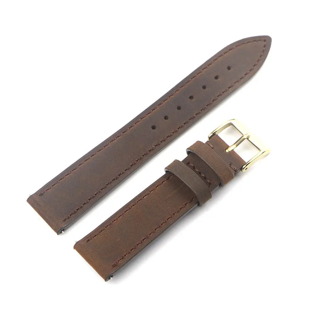 Vintage Cowhide Soft Watch Strap 18mm 19mm 20mm 22mm Silver Black Gold Buckle Watchband Accessories for Men