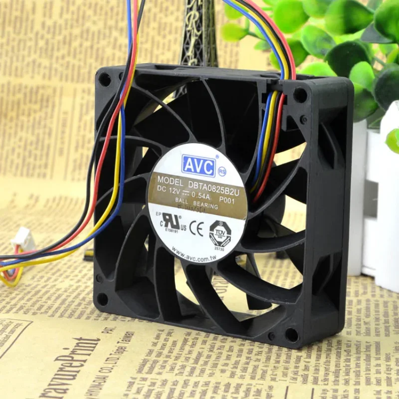 New For AVC DBTA0825B2U DC 12V 0.54A PWM Intelligent Speed Control Fan Large Air Volume Fan 8CM 80x80x25mm