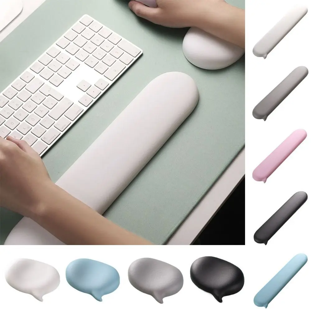 

Silicone Wrist Support Mouse Pad Soft Comfortable Keyboard Pad Non-Slip PU Base Relax Wrists Mouse Wrist Rest