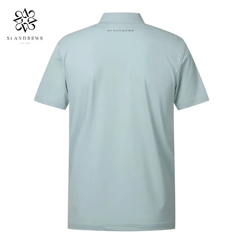 ST ANDREWS Korean Golf Clothing Men's Half High Neck Short Sleeve T-shirt Ice Silk Lightweight High Elasticity Sports Fashion