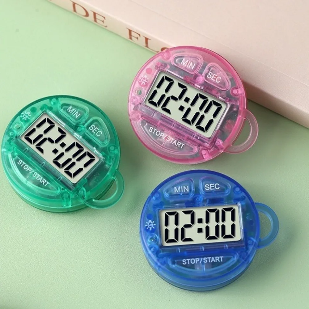 Multifunctional LCD Display Timer Portable Transparent Round Countdown Timer Magnetic Night Light Handheld Timer For Sports