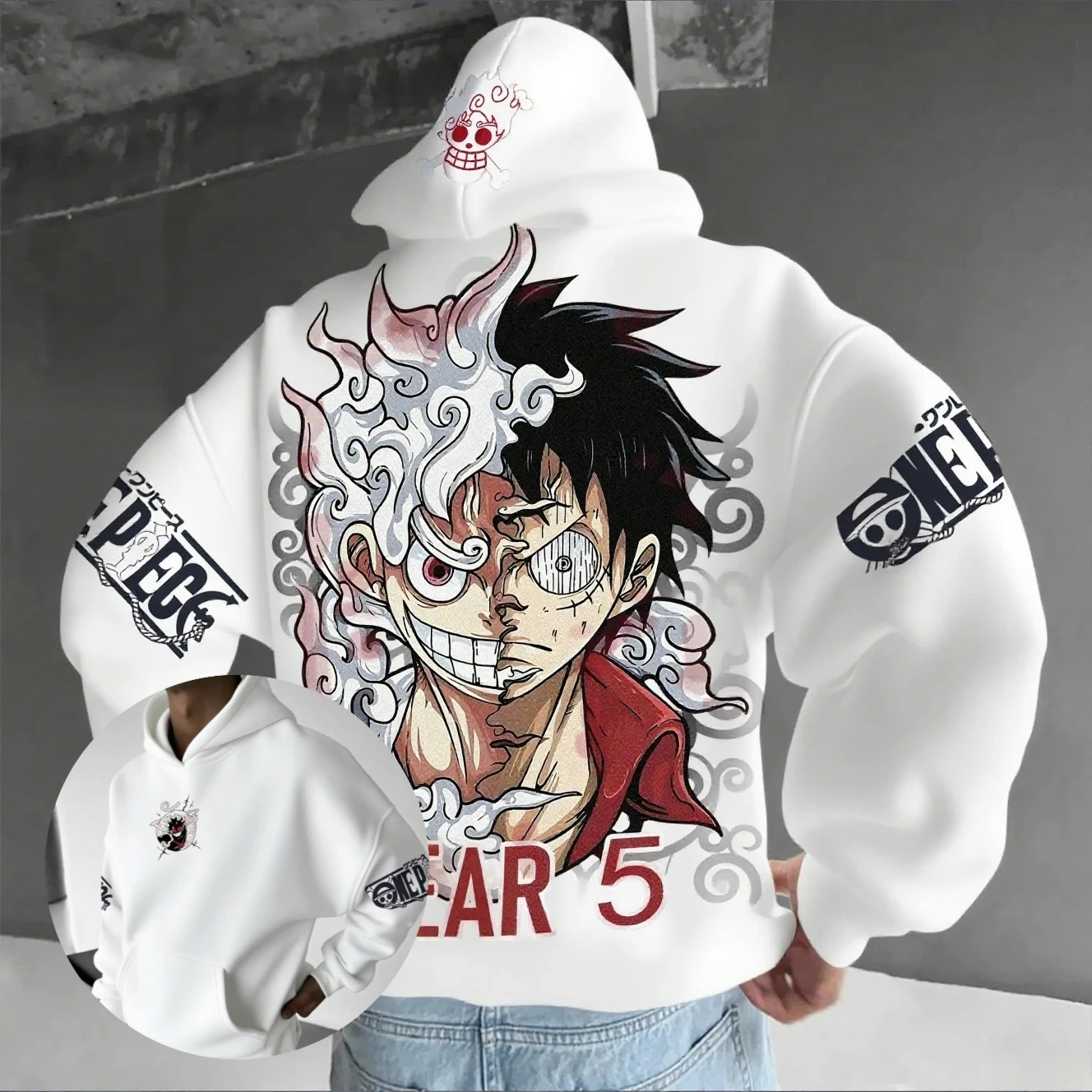 Anime Hoodie Men Women One Piece Luffy Gear 5 Nika Streetwear Casual Pullover Sweatshirt Autumn Winter Cosplay Long Sleeve Tops