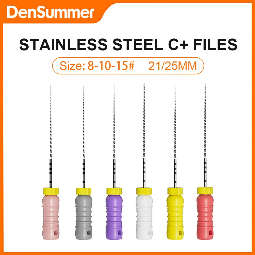 Densummer Dental C+ files Endodontic C-pilot Files Stainless Steel Ultrasonic Optional Size 21/25mm #8-15 Used For Root Cleaning