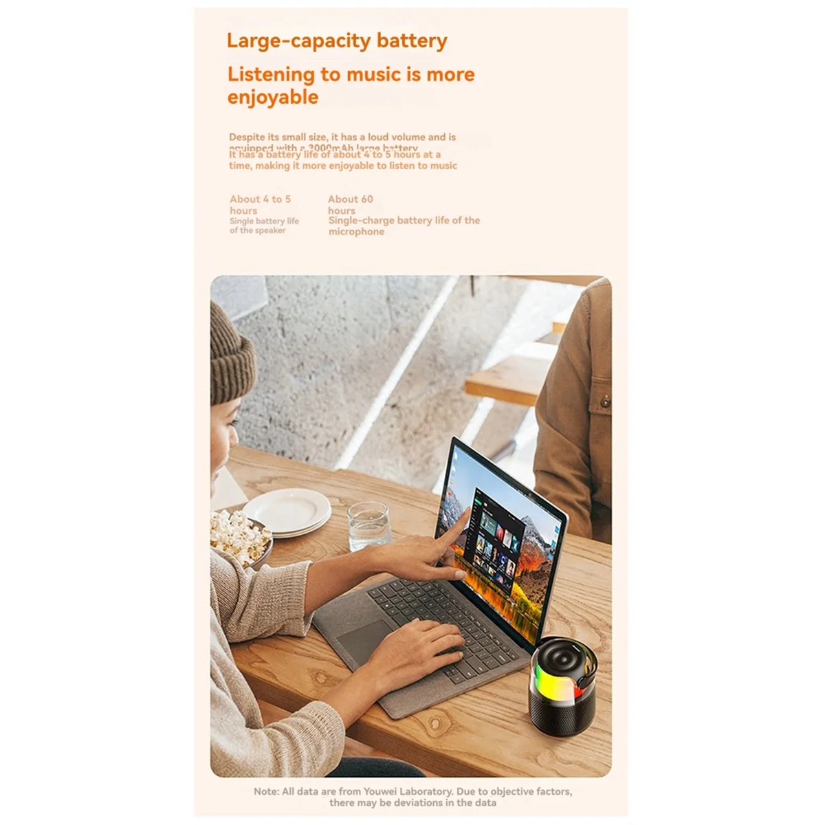

2025+3000mAh 6W Colorful Bluetooth 5.3 Speaker RGB Light Home Subwoofer with Microphone Portable AUX TF Card Playback