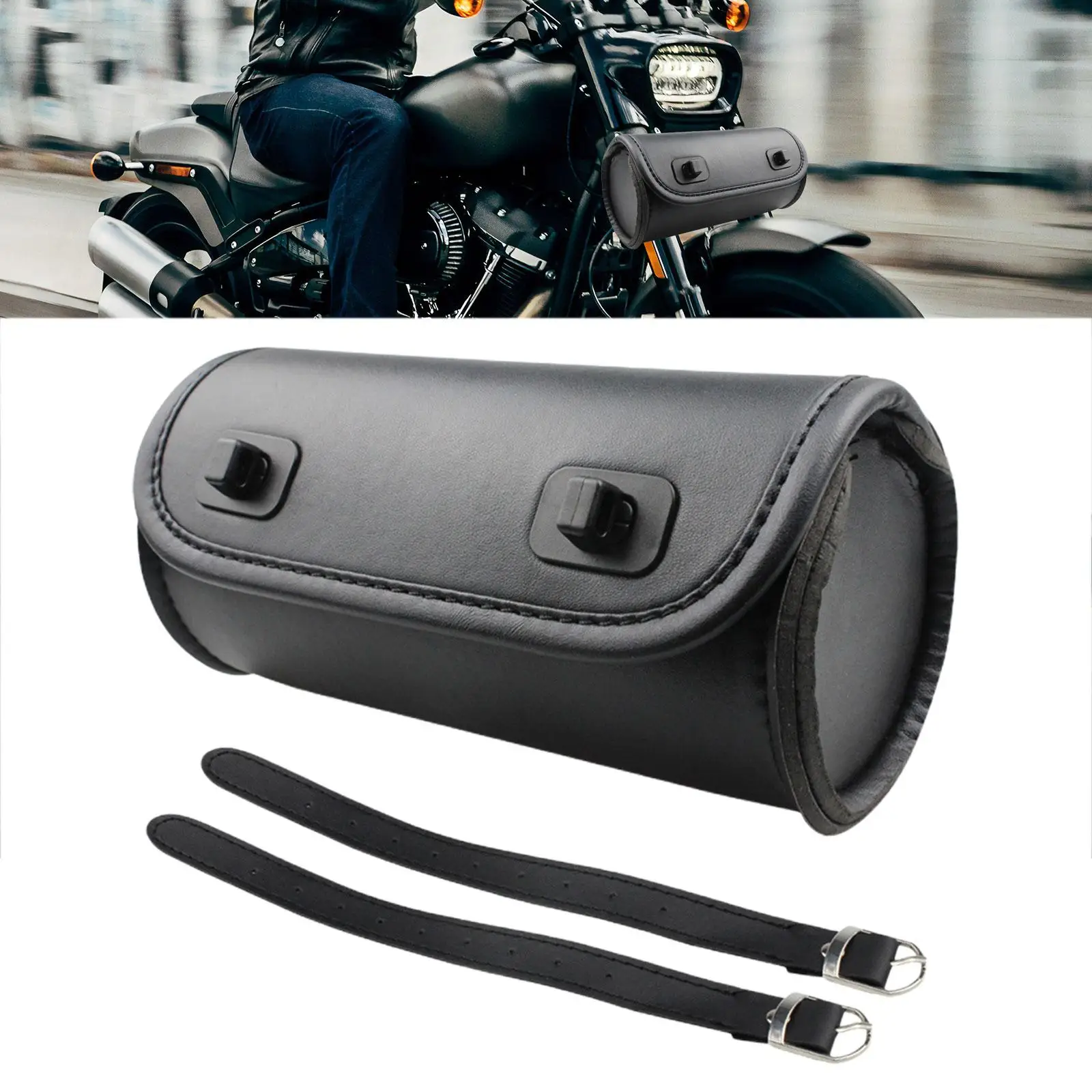 Generic Motorcycle Saddlebag Side Tool Bag PU Leather Motorcycle Tool Bag