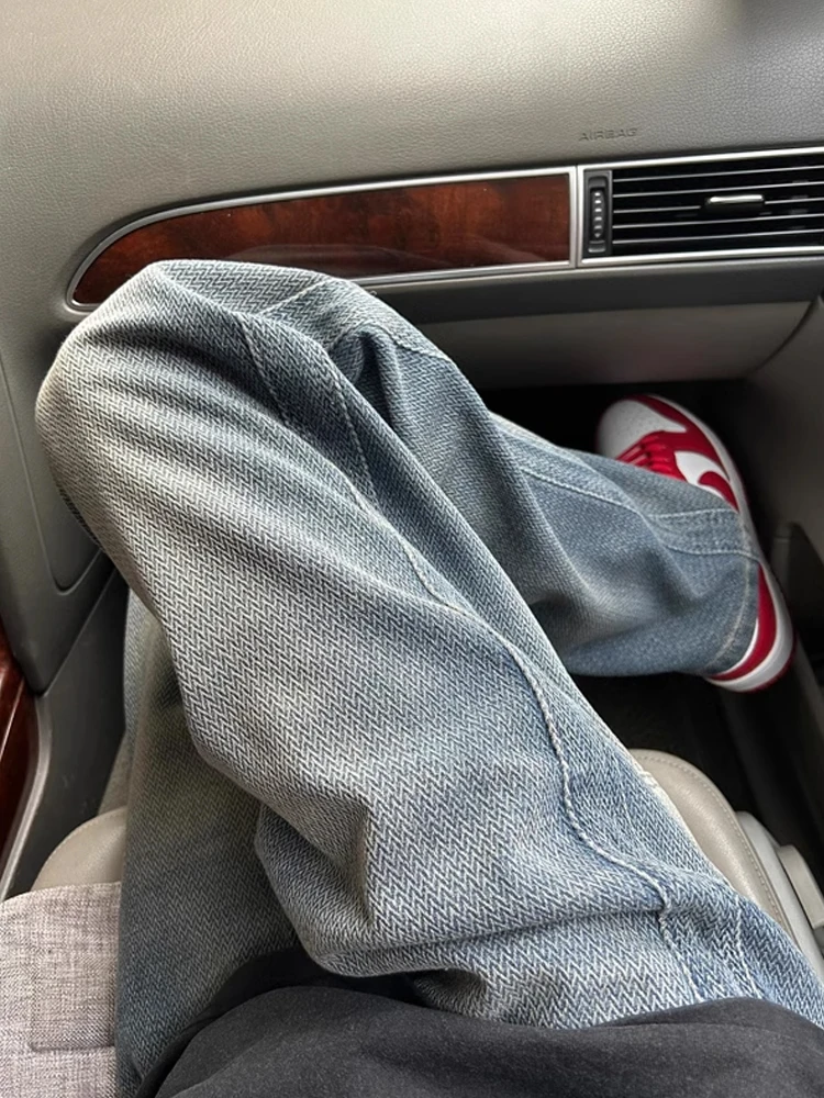 

Retro Starry Night Denim Jeans Men's Spring American High Street Vibe Loose Straight Leg Wide Leg Pants Casual Wear