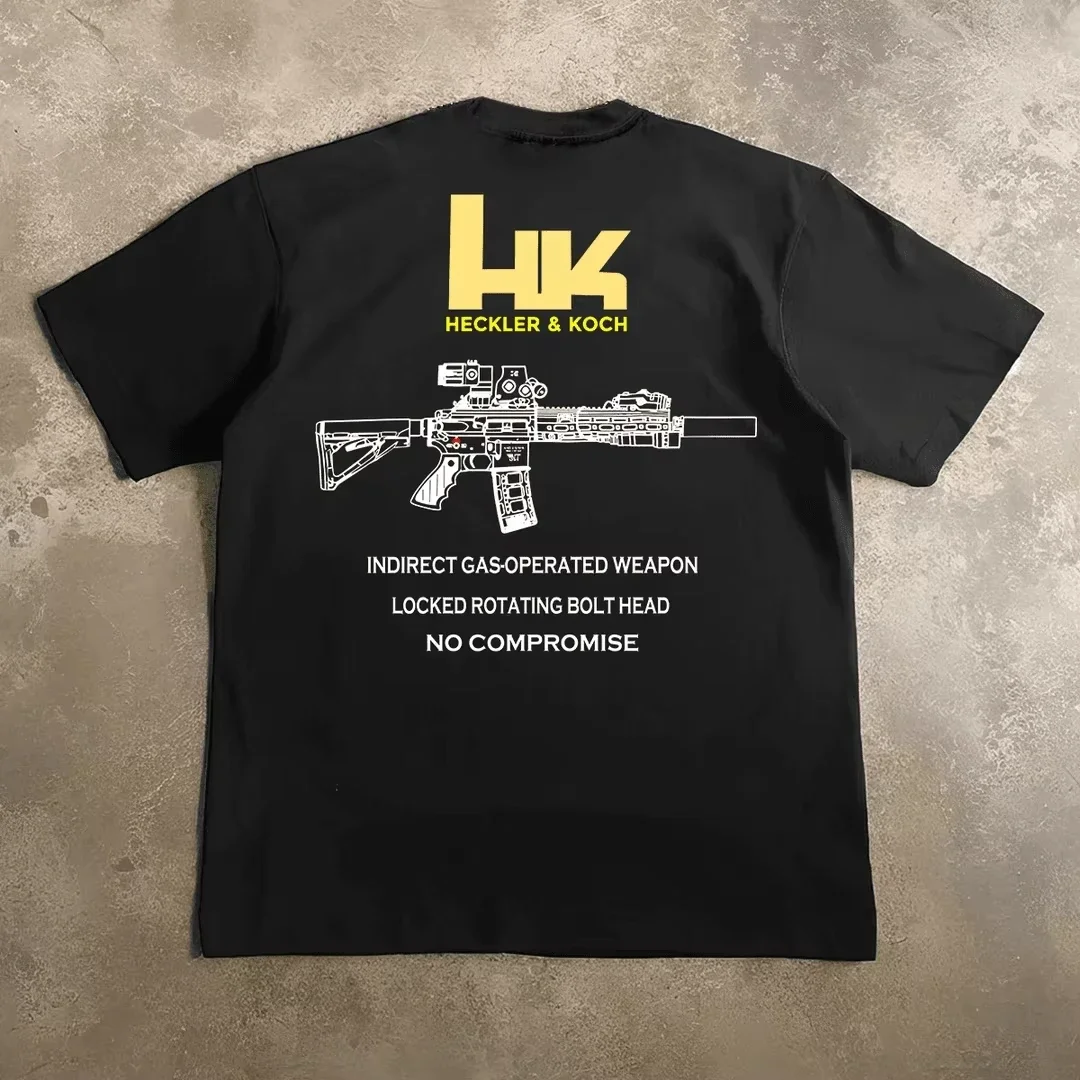 Men's Graphic in Heckler & Koch HK416 T-Shirt 100% Cotton Sweat Wicking Breathable High Quality Casual Tee for Easy Movement