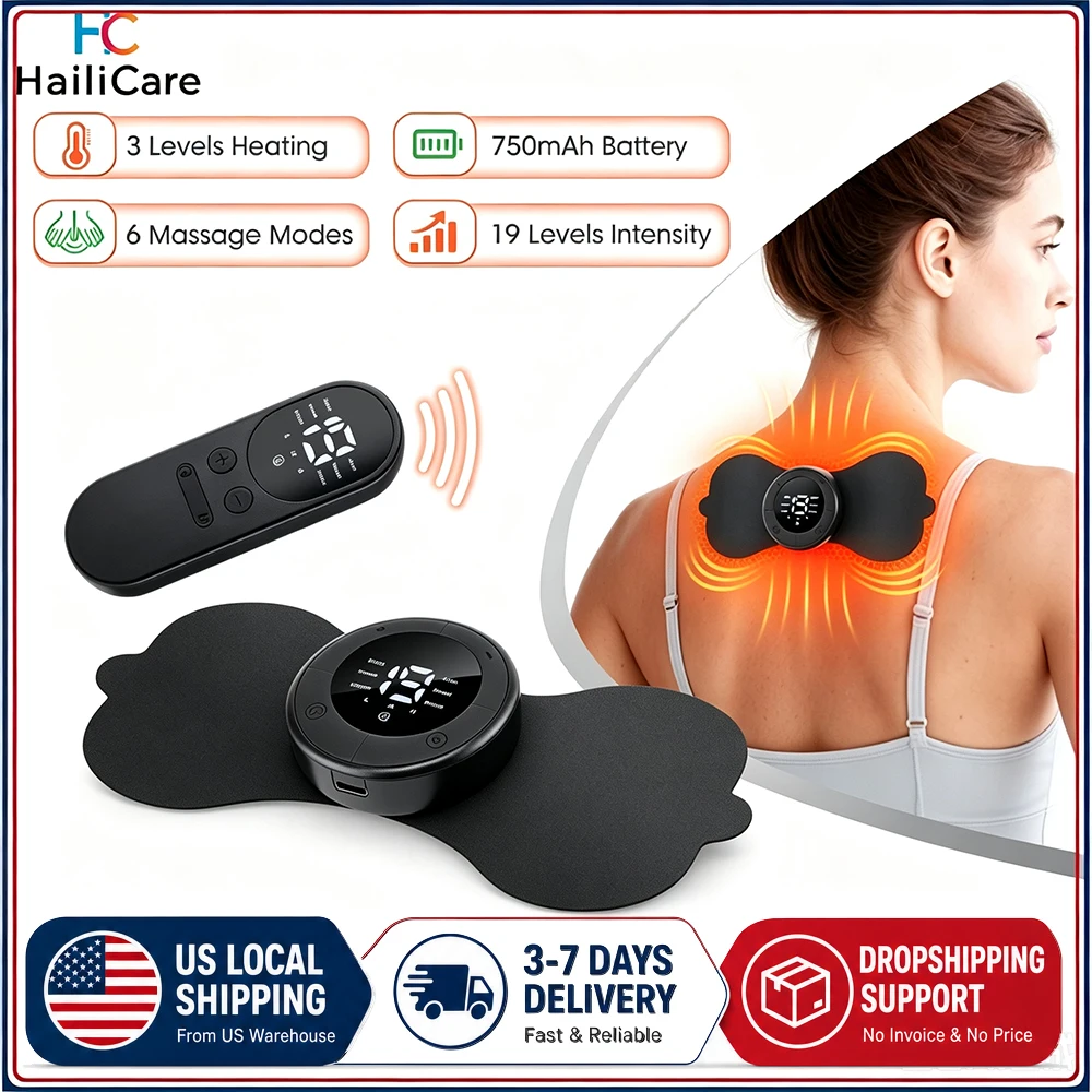 EMS Back And Neck Massager Wireless Pulse Heating Cervical Massage Patch 6 Mode 19 Level Mini Electric Muscle Stimulator Sticker