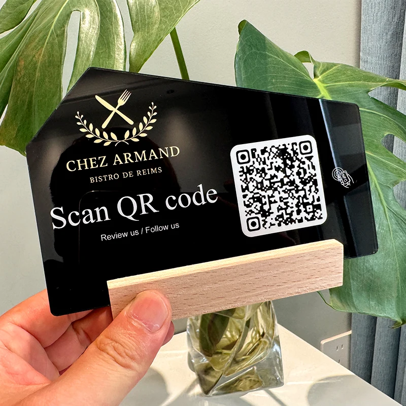 QR Code Sign for Business Customized  Google Review NFC Sign Custom Social Media Display Durable Decorative Plate for Shop