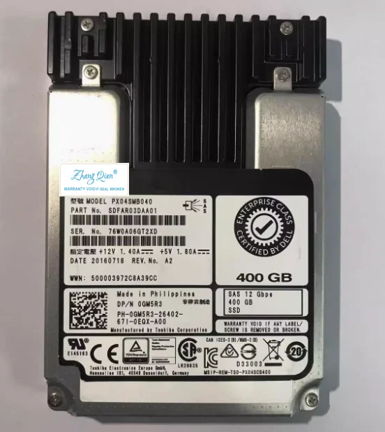 For Dell 400G SAS SSD 12GB 0GM5R3 PX04SMB040 05VHHG RX05SMB040Y GM5R3 5VHHG 400GB