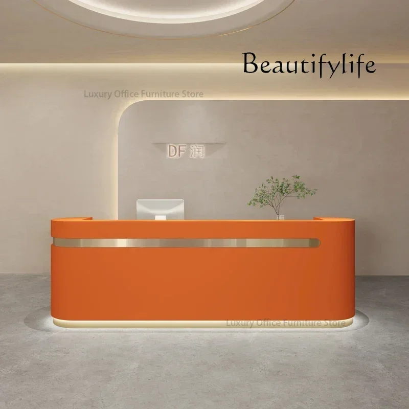 

zL Luxury Modern Reception Desks Nordic Cream Style Luxury Beauty Salon Counter Customer Help Center Furniture Ontvangstbalie