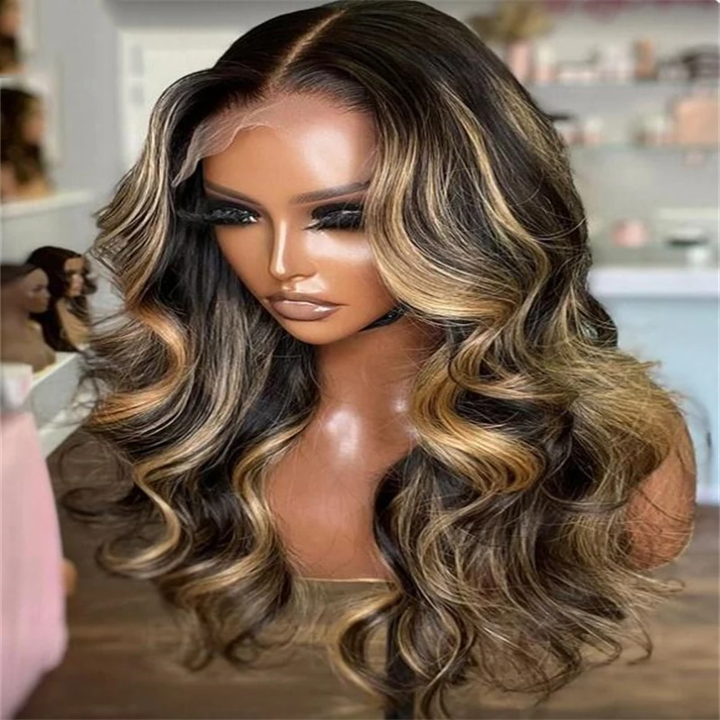 

Soft Glueless Highlight Ombre Blonde Body Wave 23AGrade 13*4Lace Front Wig For Black Women BabyHair European HumanHair Jewish