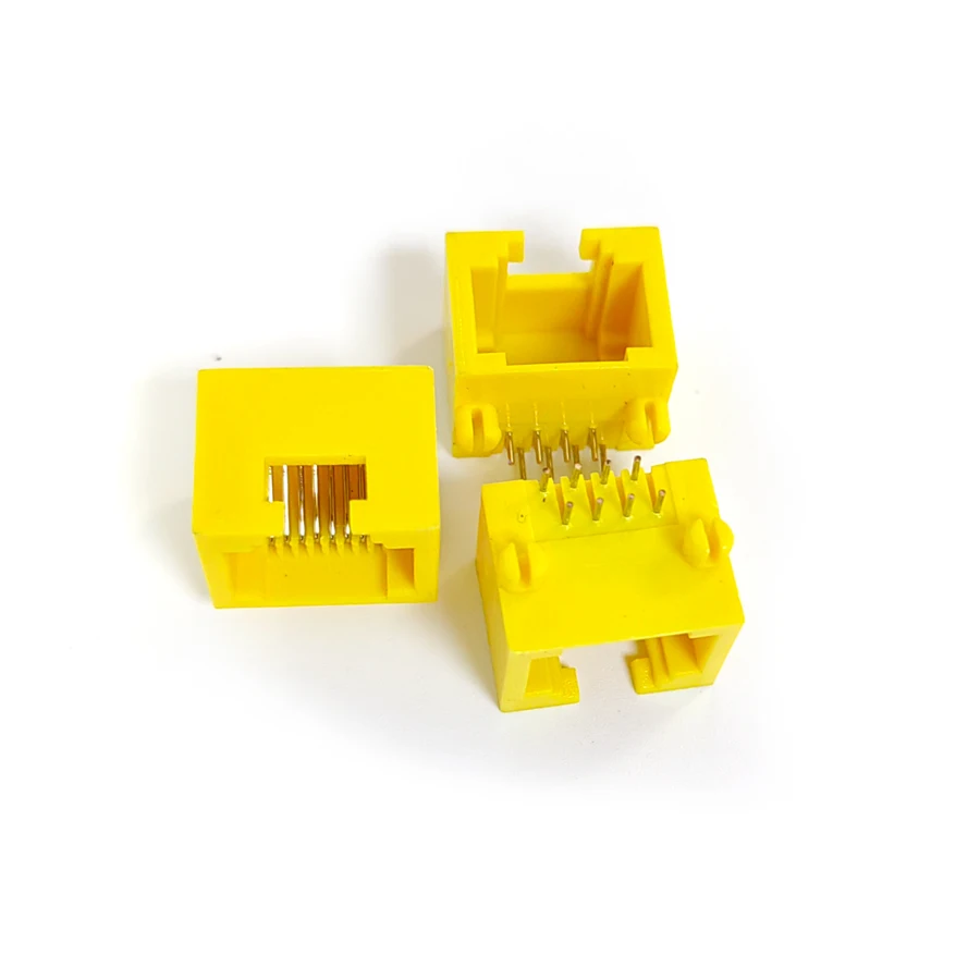 50 stücke/Los 8004 Mini rj45 8 p8c Buchse Stecker kurze Kunststoff gelbe Farbe Netzwerk Internet modular – Detail 2