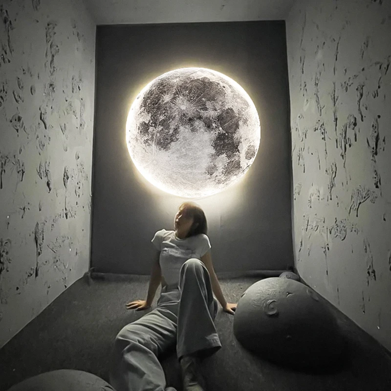 Nordic modern creative moon Earth LED wall lamp living room, bedroom study dining room decorative wall lamp/ceiling light