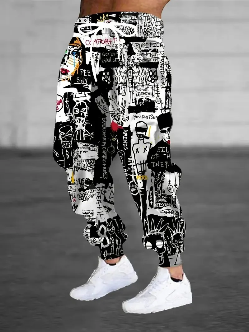 

Новые мужские брюки на осень 2025 года с уличной повседневной модой в стиле хип-хоп с 3D-принтом граффити и комфортом.