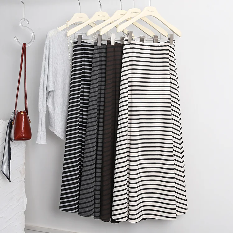 

High Waist A-Line Knitted Stripe Fi Tail Skirt Women's Autumn Winter New Sle Good Looking And Comfortable to Wear