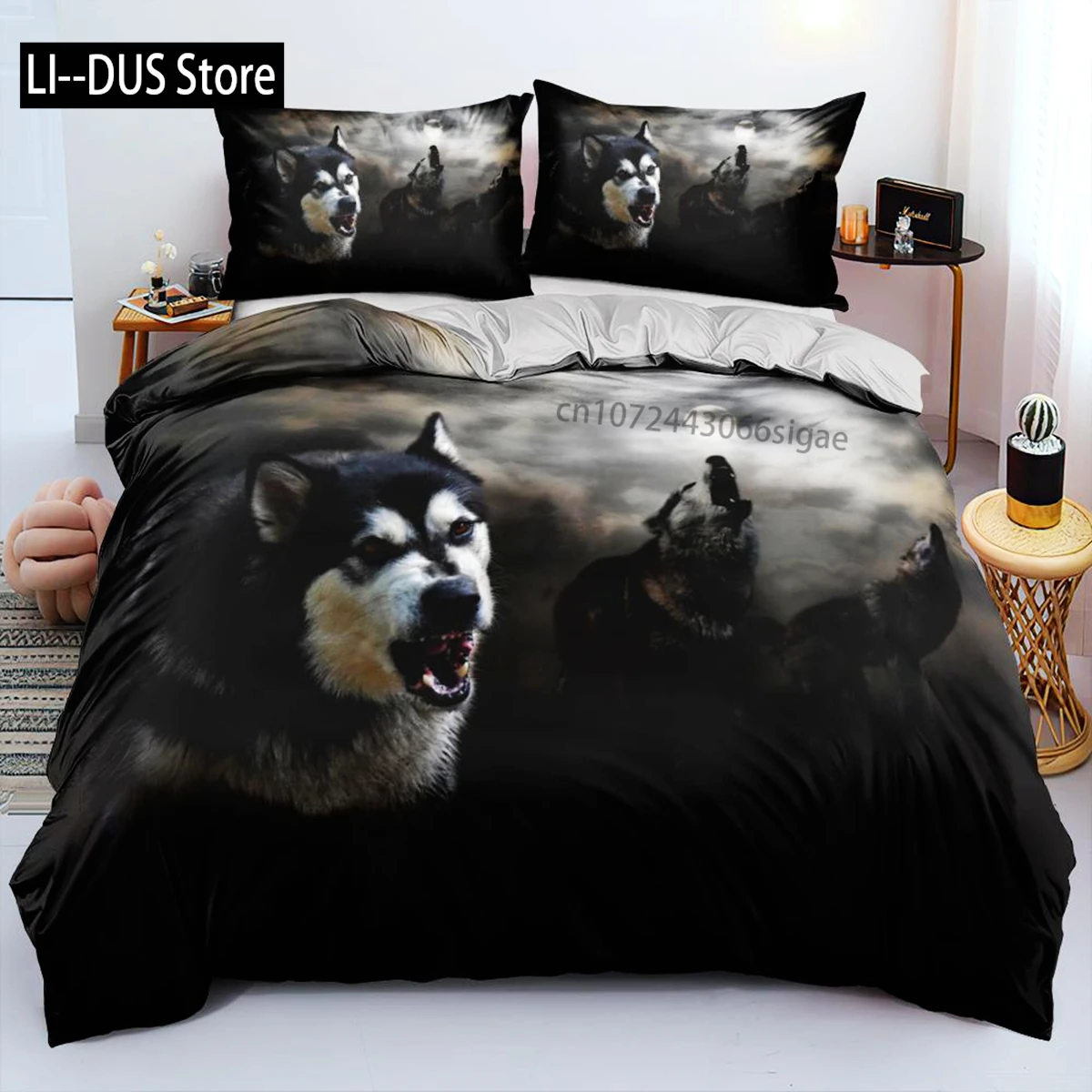 

Wolf Duvet Cover Set Queen Size Wolf Running In The Snow Twin Bedding Set Polyester Safari Animals Comforter Cover For Kids Boys